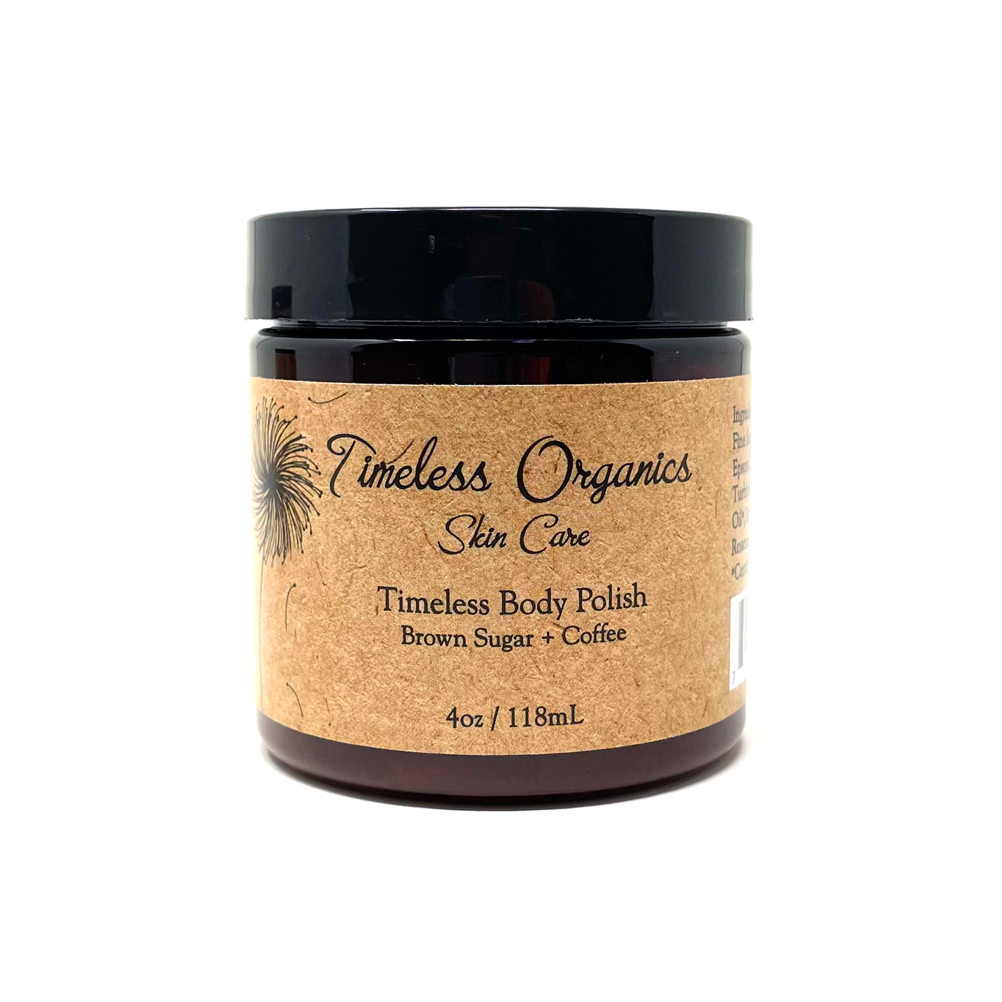 Timeless Organics Skin Care jar, Body Polish - Coffee + Mocha, 4oz