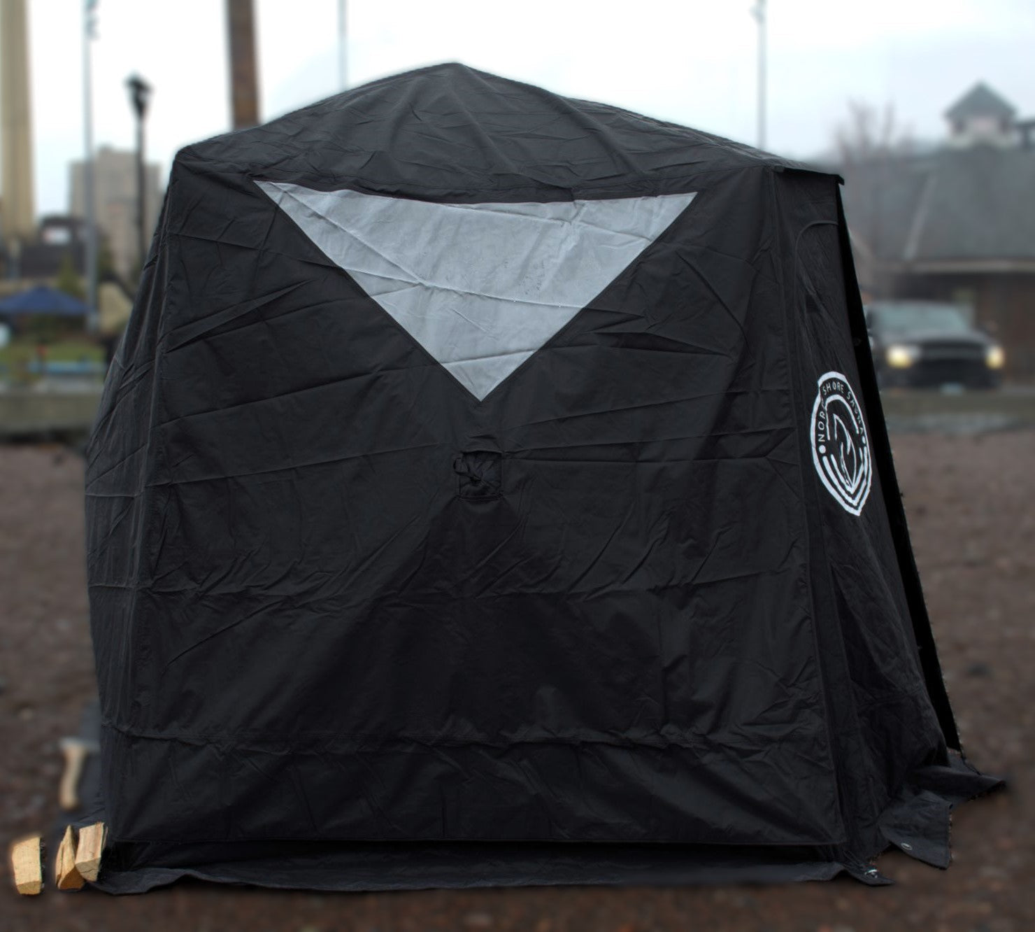 Full Cover for Nova 4 Sauna Tent providing rain protection with window for visibility