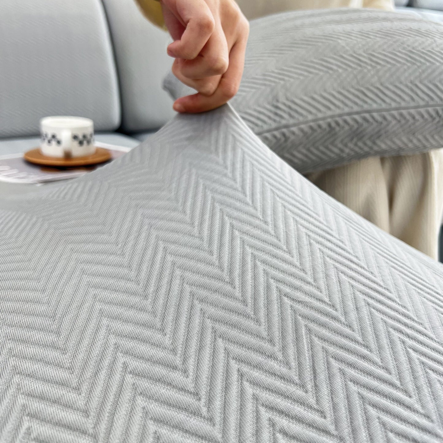 Cooling Stretchy Replacement Couch Cushion Covers for Sectional, Individual Couch Seat Cushion Covers in ice silk fabric.