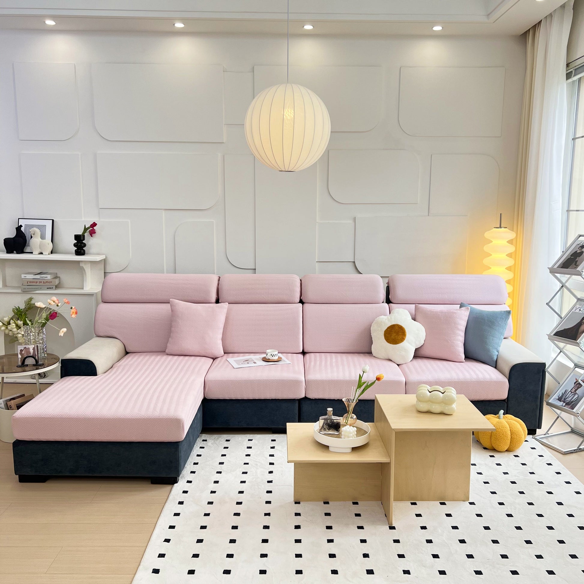 Cooling Stretchy Replacement Couch Cushion Covers for Sectional, Individual Couch Seat Cushion Covers in a stylish living room.