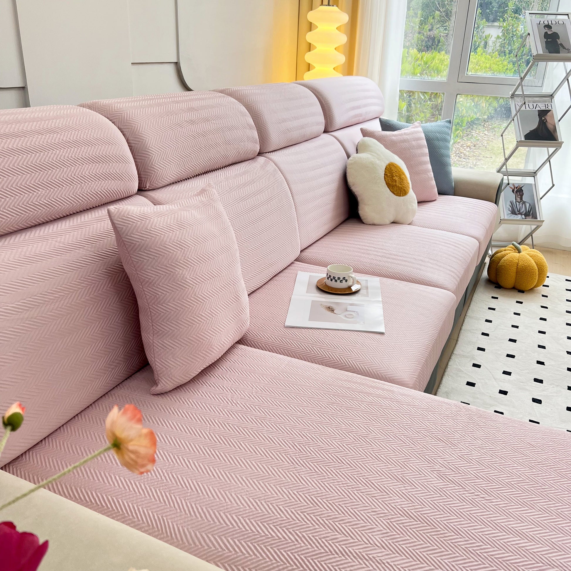 Cooling Stretchy Replacement Couch Cushion Covers for Sectional, Individual Couch Seat Cushion Covers on modern sofa