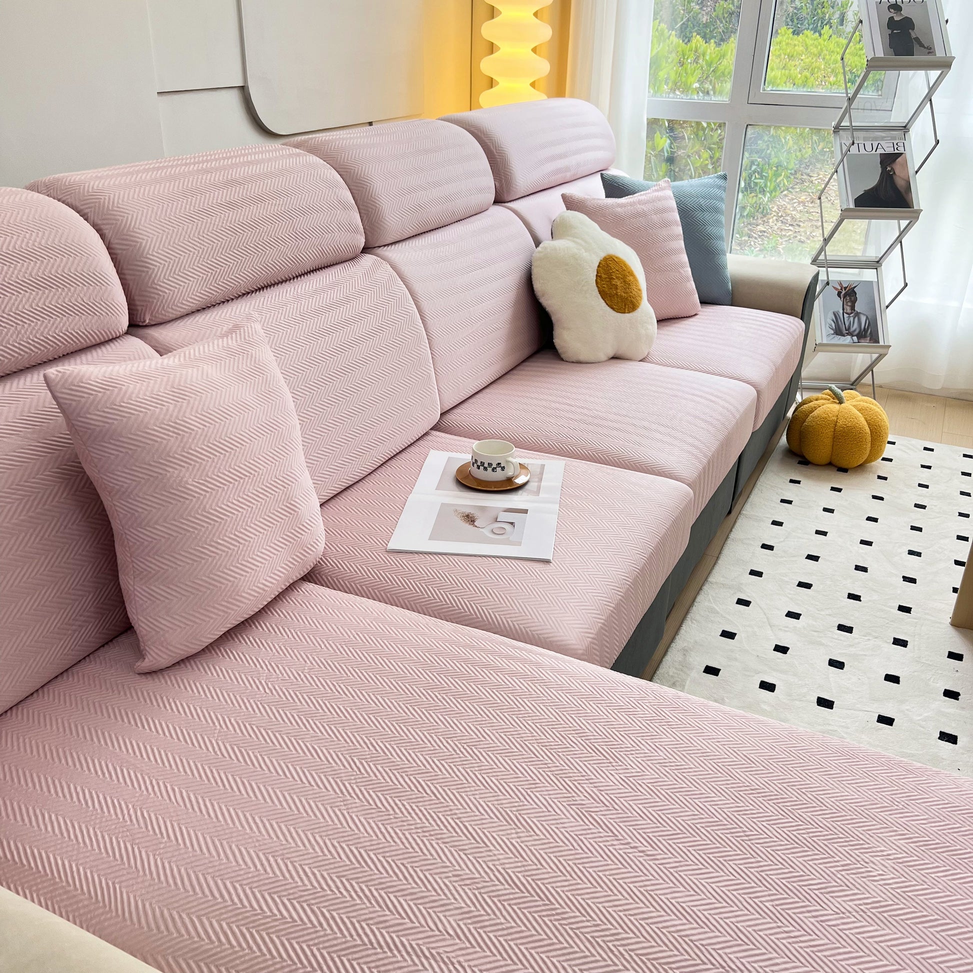 Cooling Stretchy Replacement Couch Cushion Covers for Sectional, Individual Couch Seat Cushion Covers on a stylish sofa