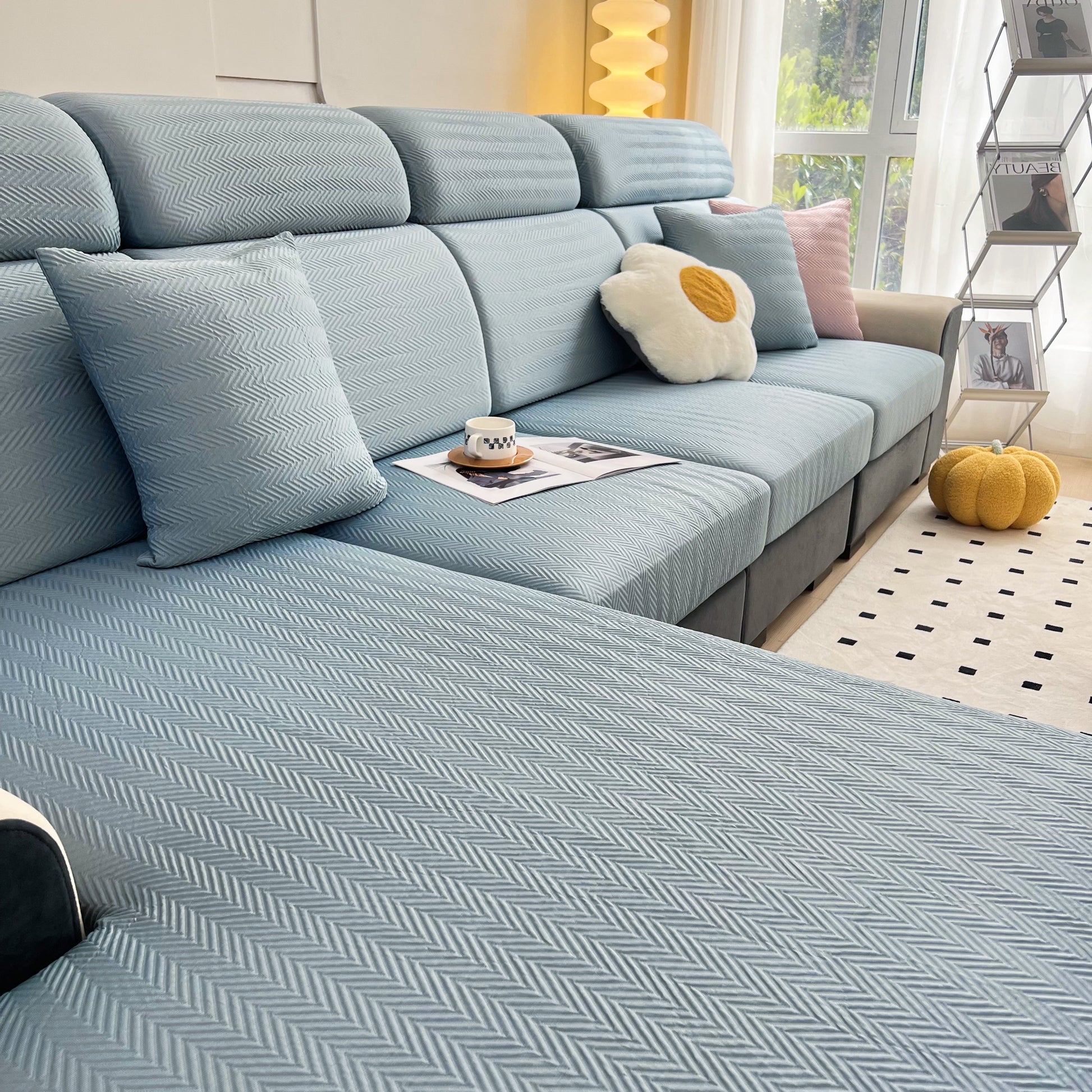 Cooling Stretchy Replacement Couch Cushion Covers for Sectional, Individual Couch Seat Cushion Covers on stylish sofa