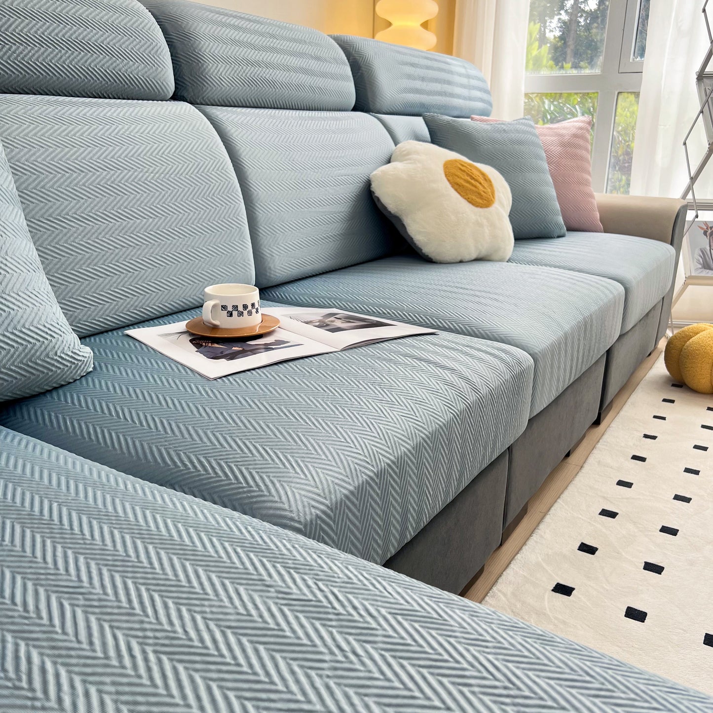 Cooling Stretchy Replacement Couch Cushion Covers for Sectional, Individual Couch Seat Cushion Covers enhancing sofa style and comfort.