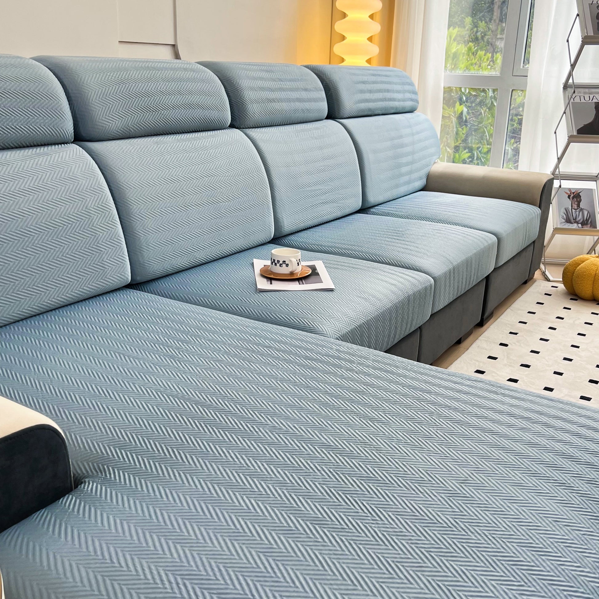 Cooling Stretchy Replacement Couch Cushion Covers for Sectional, Individual Couch Seat Cushion Covers on modern sectional sofa