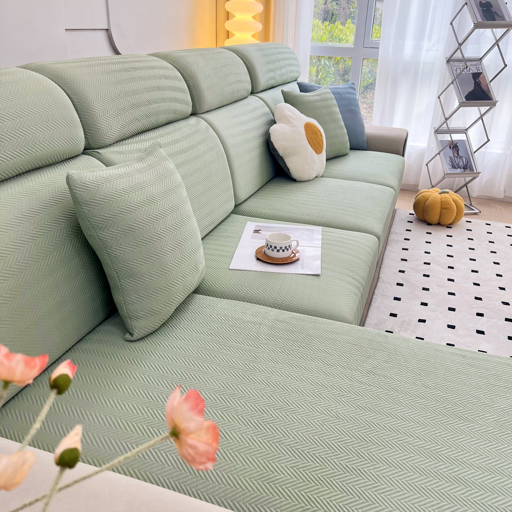 Cooling Stretchy Replacement Couch Cushion Covers for Sectional, Individual Couch Seat Cushion Covers on a stylish sofa
