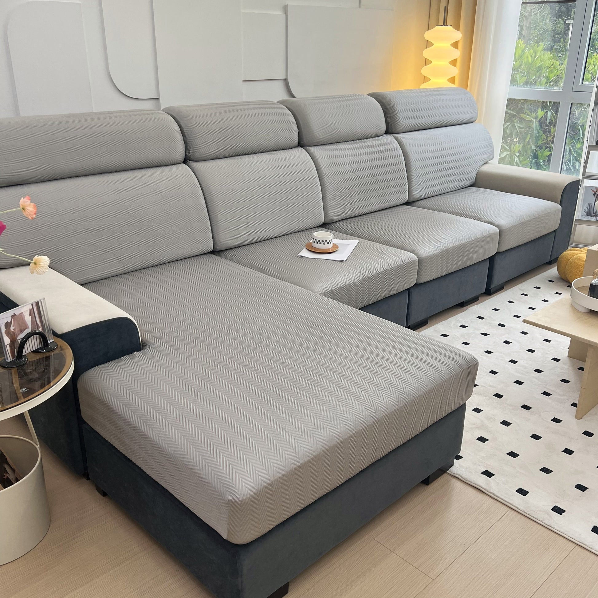 Cooling Stretchy Replacement Couch Cushion Covers for Sectional, Individual Couch Seat Cushion Covers on sectional sofa