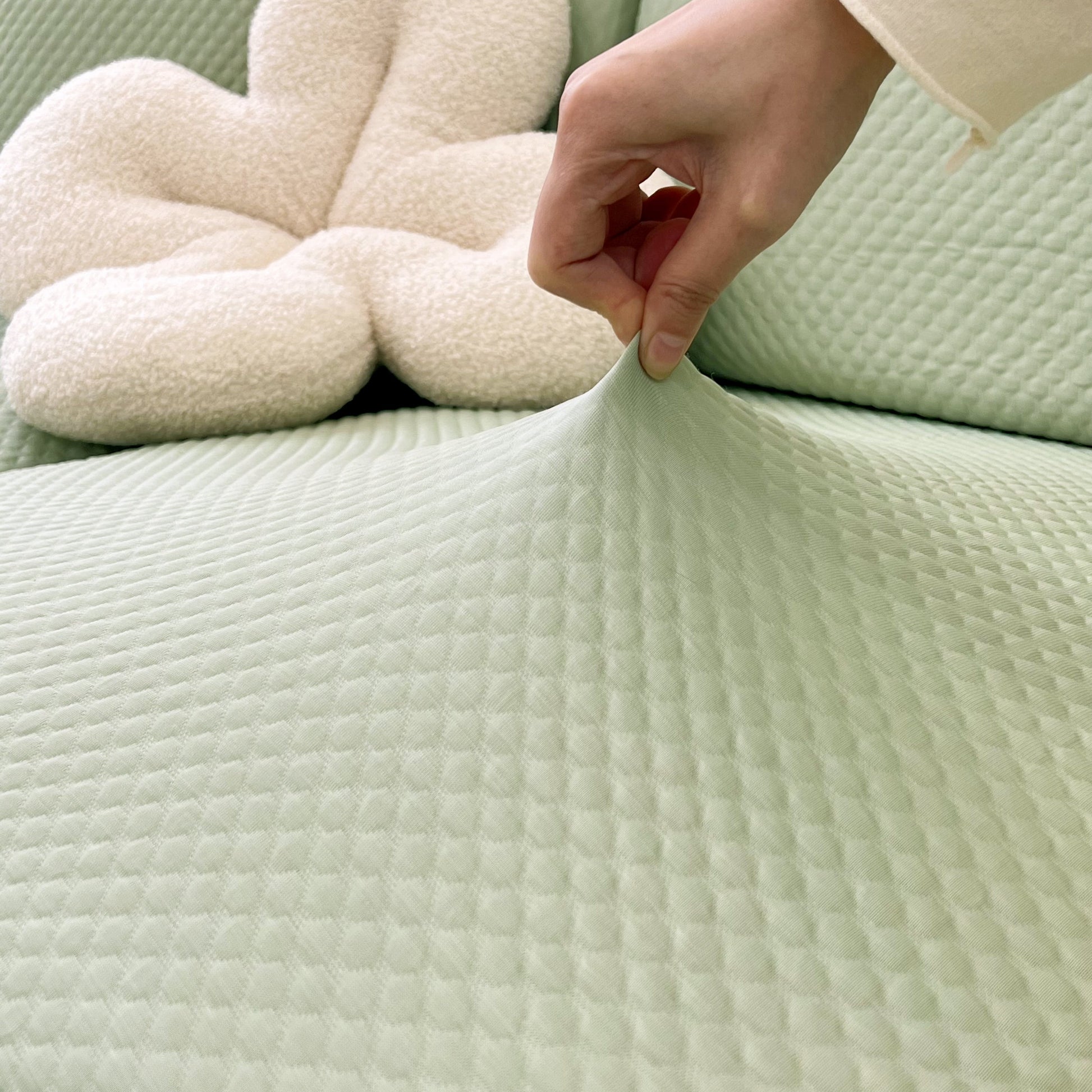Cooling Stretch Sofa Seat Cushion Covers, Slip Covers for Cushions, Universal Couch Cushion Protector in light green