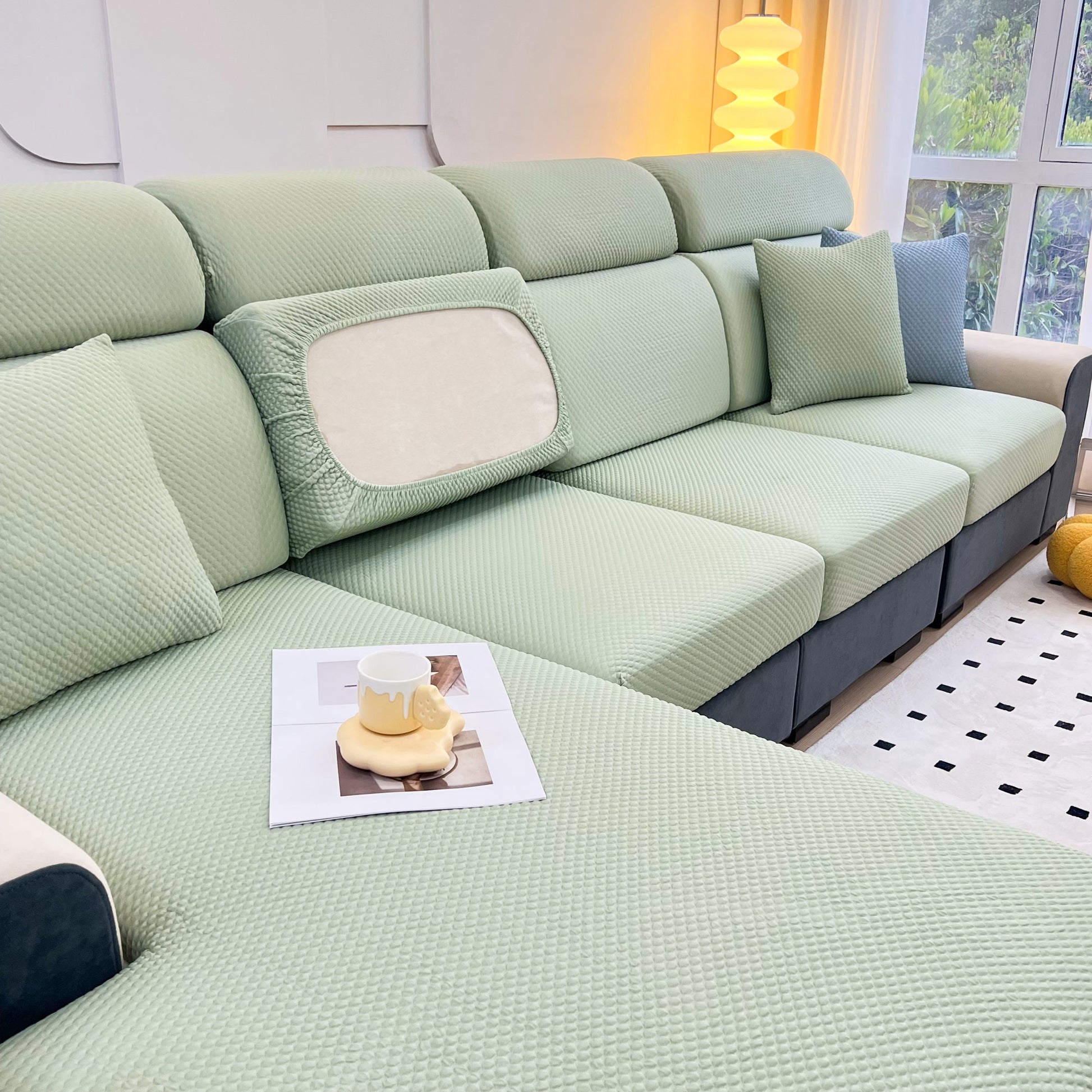 Cooling Stretch Sofa Seat Cushion Covers, Slip Covers for Cushions, Universal Couch Cushion Protector in modern living room