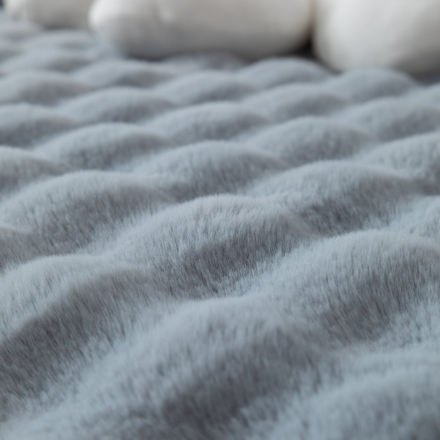 Thick Sofa Cushion Solid Color Faux Fur Fluffy Sofa Cushion Non-Slip Couch Covers in soft plush fabric with textured surface detail