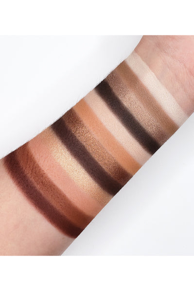 Go2 JAMOCHA - GES09 eyeshadow swatches showing rich warm-toned shades with matte and shimmer finishes on an arm.