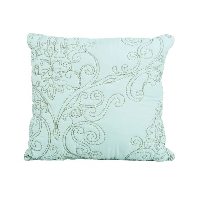 King size Light Blue Damask Embroidered 4 Piece Oversized Bedspread Set pillow
