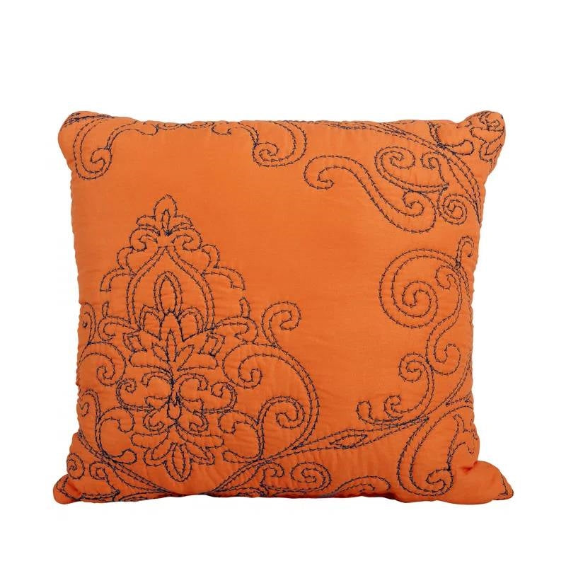 Decorative pillow from King size Orange Nectarine Damask Embroidered 4 Piece Oversized Bedspread Set