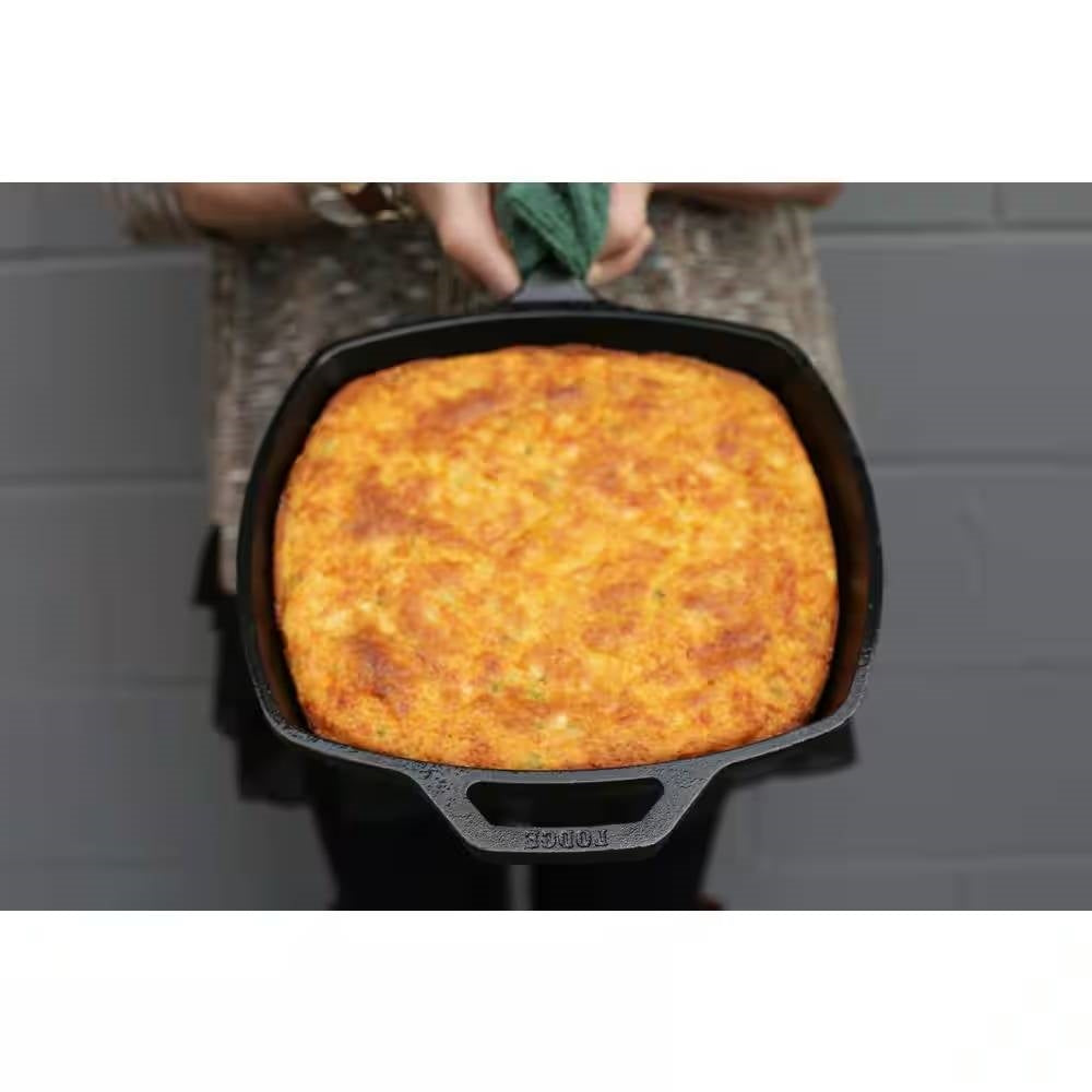 10.5-inch Square Cast Iron Skillet Frying Pan - Made in USA with baked dish