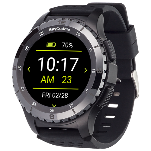 SkyCaddie ® LX5 Ceramic Bezel golf watch with color touchscreen and GPS features.