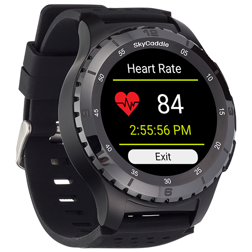 SkyCaddie ® LX5 Ceramic Bezel smartwatch showing heart rate feature with ceramic bezel and color touchscreen.