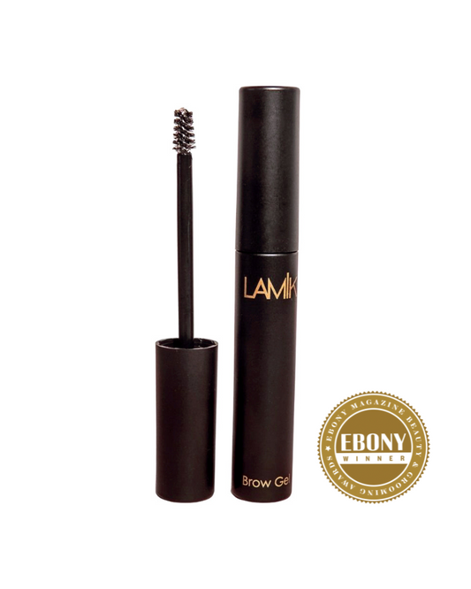 LAMIK Beauty Brow Gel with long-lasting, soothing formula, vegan and cruelty-free, Ebony Award winner.