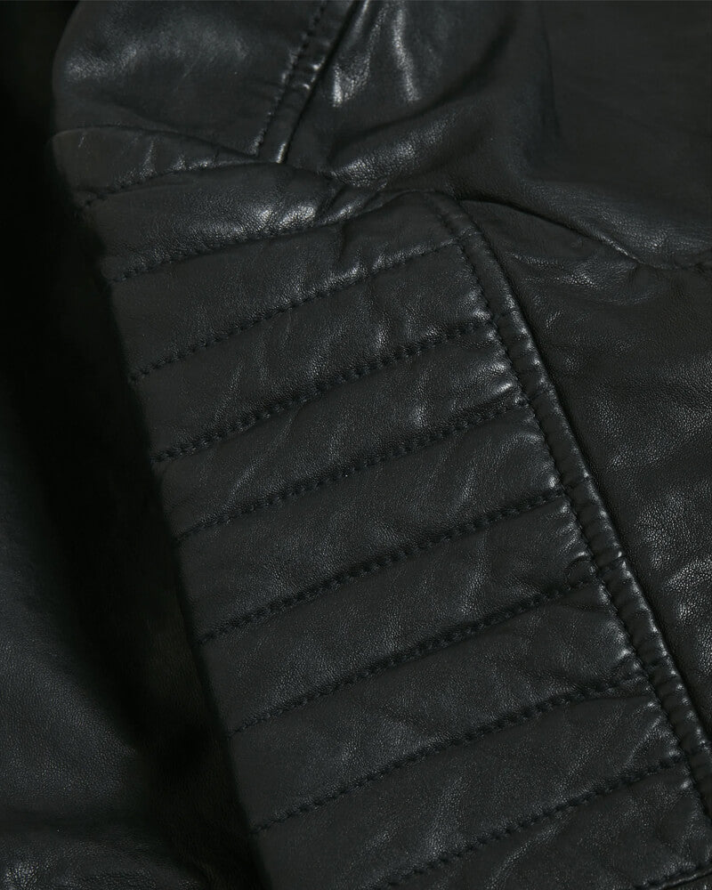 Davis Cafe Racer Black Leather Jacket