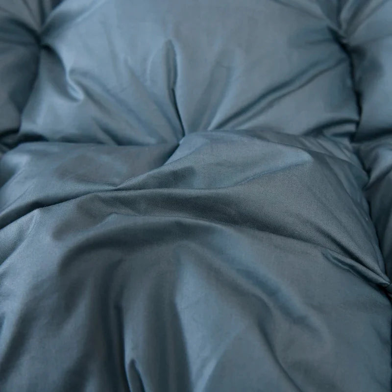 Giuseppina 1000 Thread Count Goose Down Comforter Duvet with 100% Egyptian Cotton in elegant blue color, close-up view