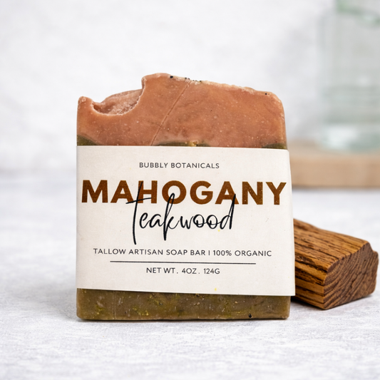 Handcrafted Tallow Soap - Mahogany Teakwood | Warm Woodsy Scent