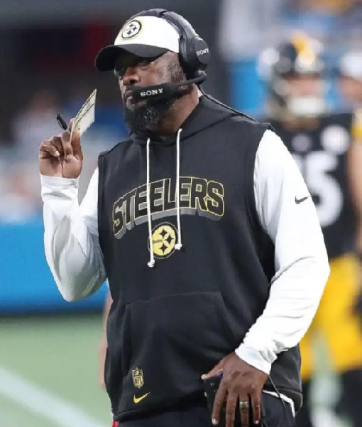 Mike Tomlin Pittsburgh Steelers Black Sideline Sleeveless Hoodie