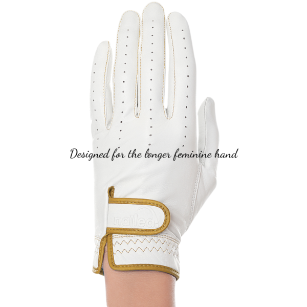 Premium Elongated Golf Gloves for women, featuring a tailored fit and crafted from supple leather, enhancing grip and performance.