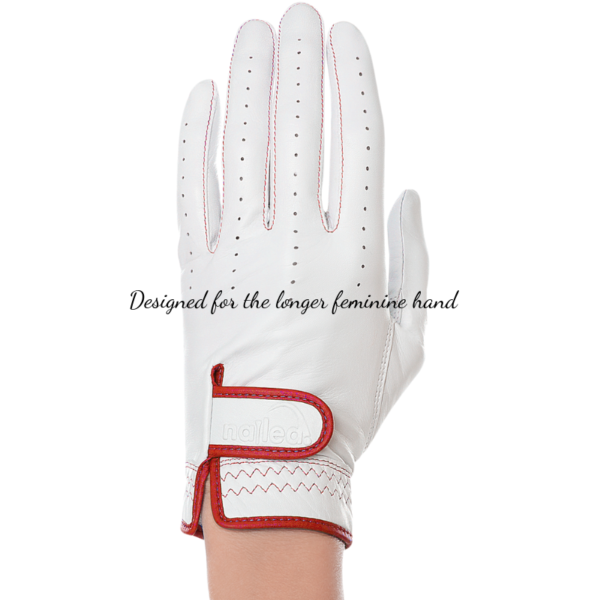 Premium Elongated Golf Gloves for women offering tailored fit with supple leather and exceptional grip.