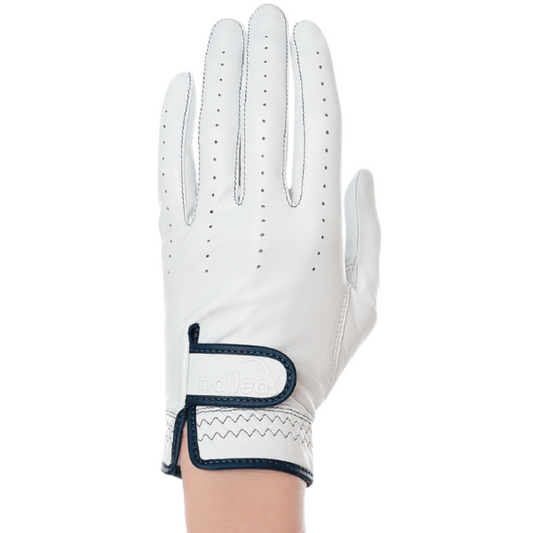 Premium Standard Golf Gloves White - luxurious women's golf glove for enhanced grip and comfort, available in standard and elongated sizes.