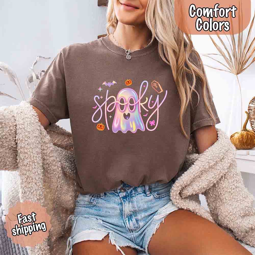 Neon Spooky Ghost Comfort Colors T-Shirt