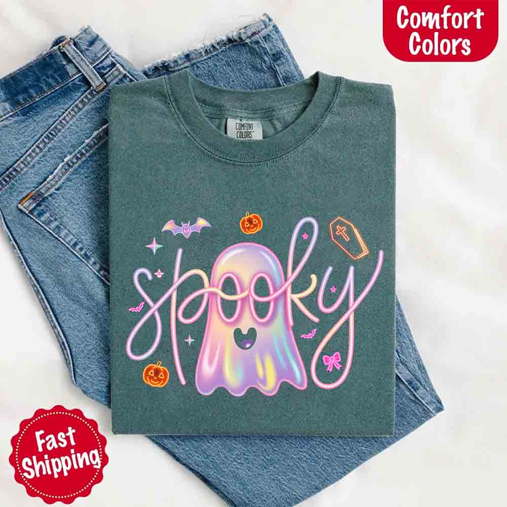 Neon Spooky Ghost Comfort Colors T-Shirt