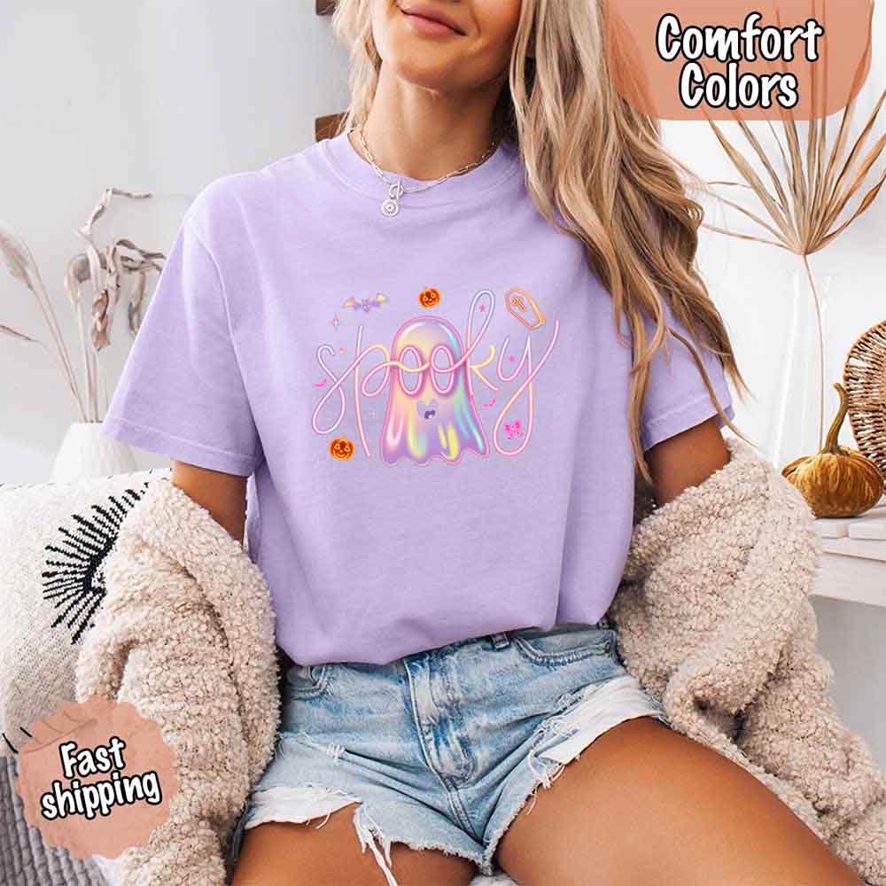 Neon Spooky Ghost Comfort Colors T-Shirt