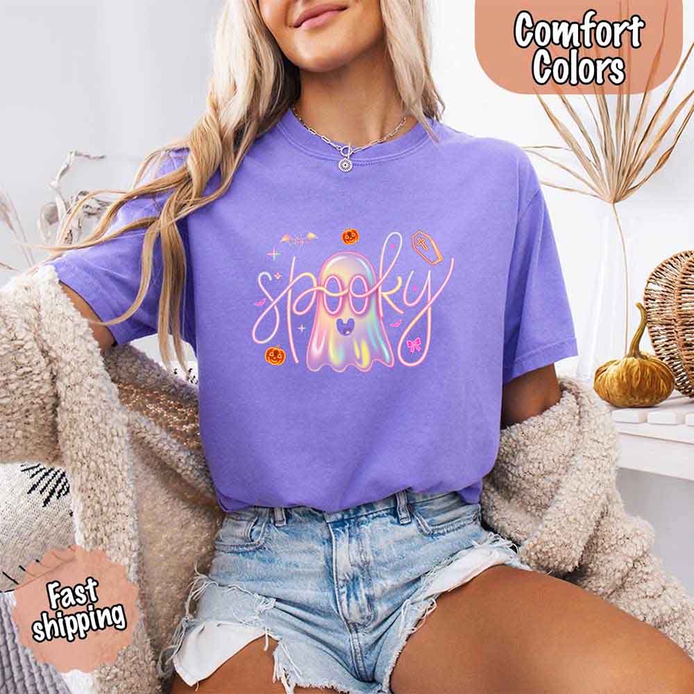 Neon Spooky Ghost Comfort Colors T-Shirt