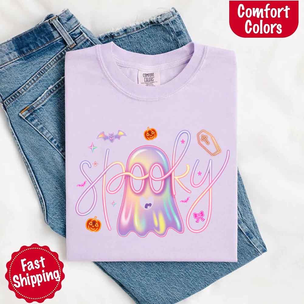 Neon Spooky Ghost Comfort Colors T-Shirt