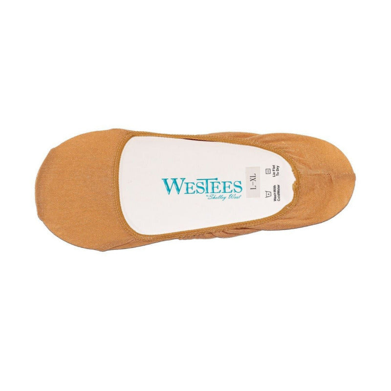 Tan Invisocks in L/XL with silicone heel patch for no-slip fit, perfect for low-cut shoes, part of multipacks sale.