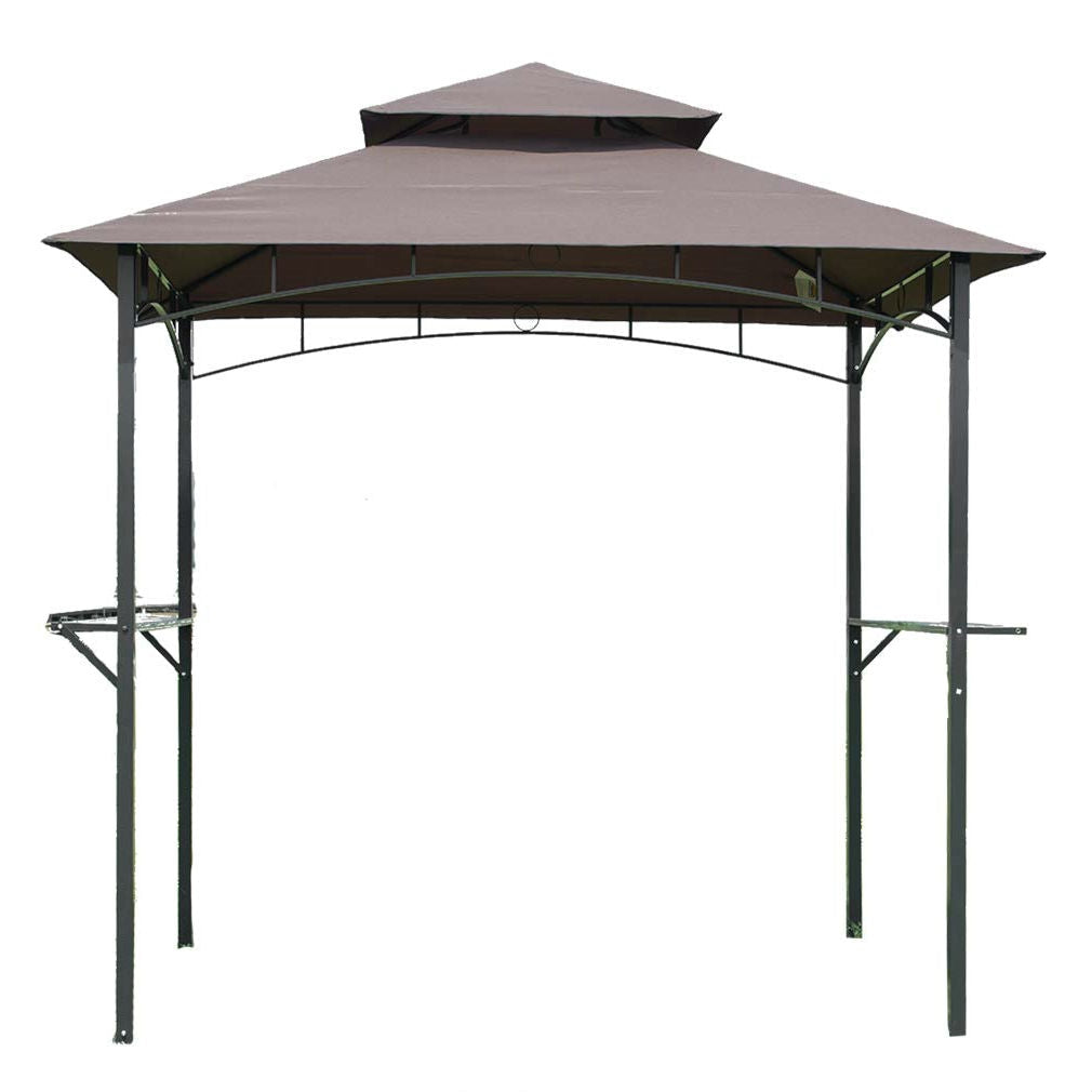 8-Ft x 5-Ft Steel Frame Outdoor Grill Gazebo with Vent Top Canopy in garden setting