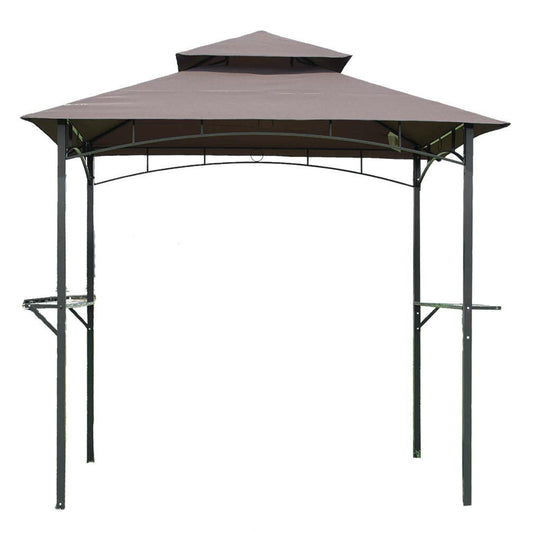 8-Ft x 5-Ft Steel Frame Outdoor Grill Gazebo with Vent Top Canopy in garden setting