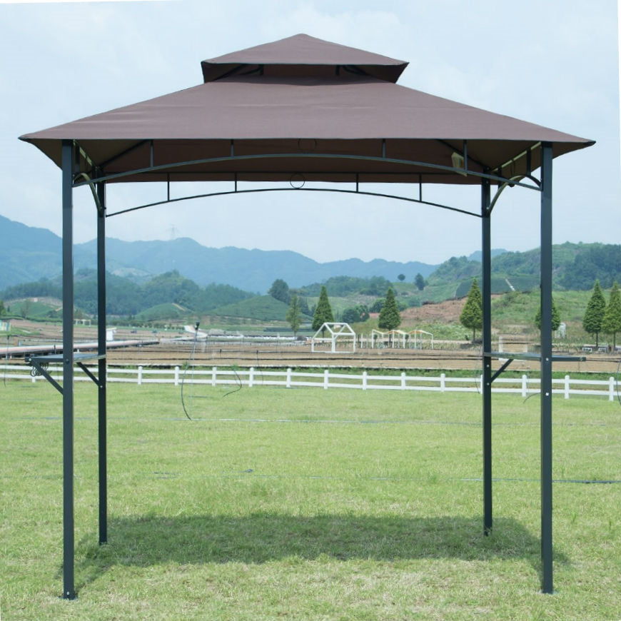 8-Ft x 5-Ft Steel Frame Outdoor Grill Gazebo with Vent Top Canopy in a garden setting