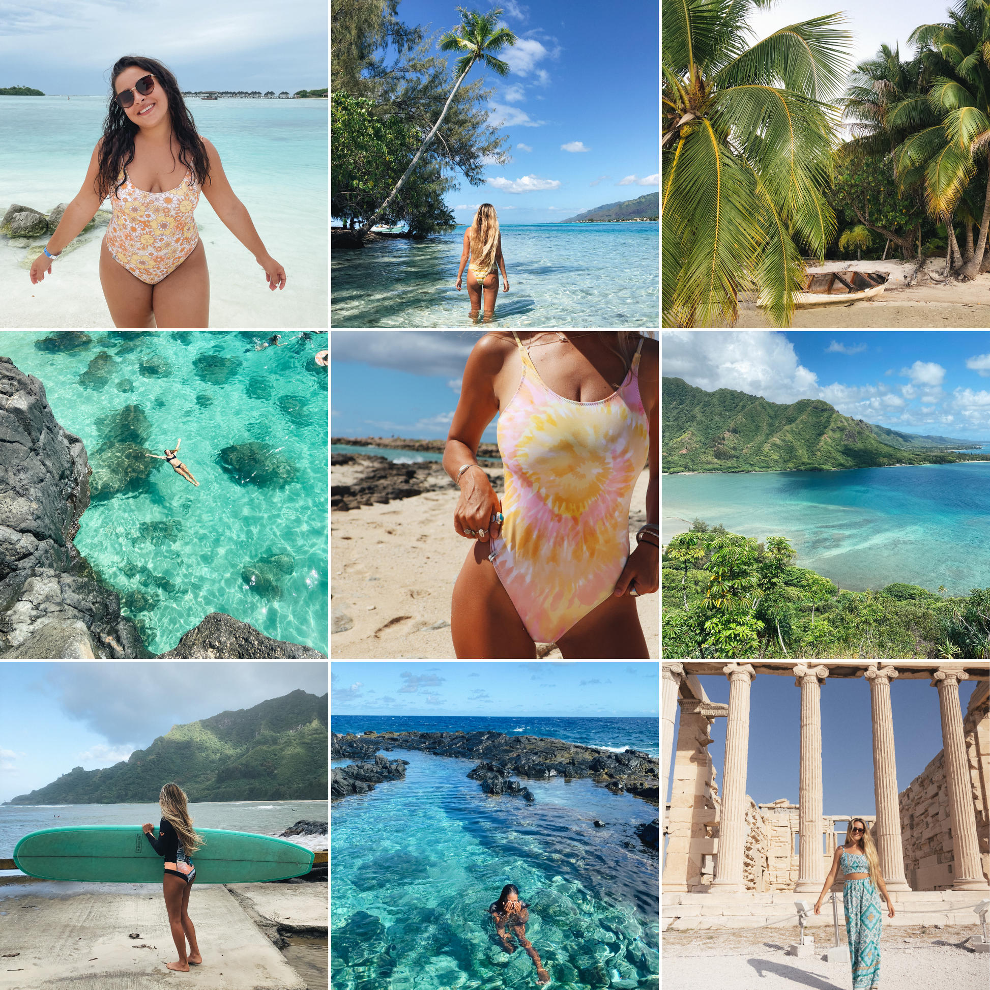 Collage showcasing travel destinations enhanced by the aesthetic filters for vibrant Instagram-ready images.