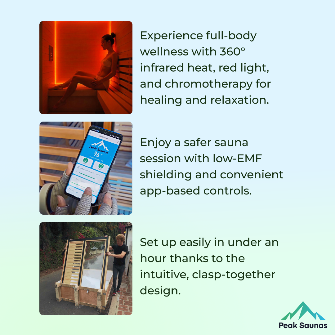 Peak Saunas Olympus Luxury 1-2 Person FAR Infrared Sauna with Smart WiFi App Control