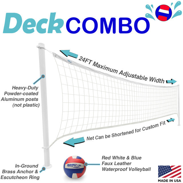 Dunn Rite Deck Shoot Combo Deck-Mounted Pool Basketball & Volleyball Set - Clear