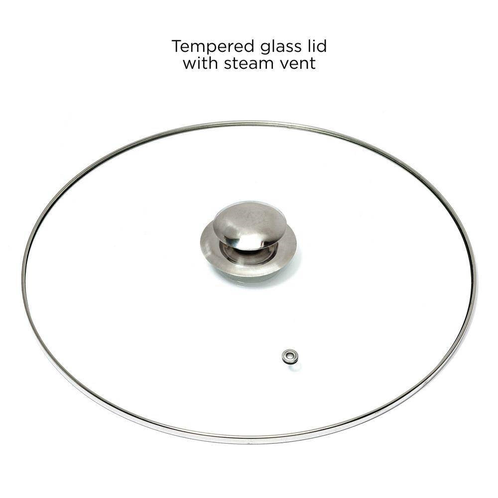 Tempered glass lid with steam vent for Round 5-Quart Stainless Steel Dutch Oven with Glass Lid