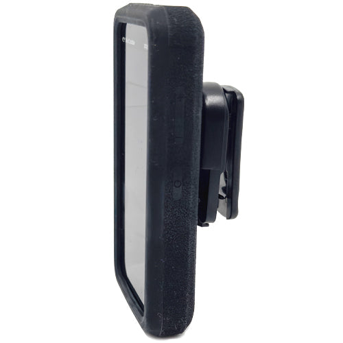 Side view of PRO 4X Black Silicone Skin with belt clip for SkyCaddie protection and easy attachment.