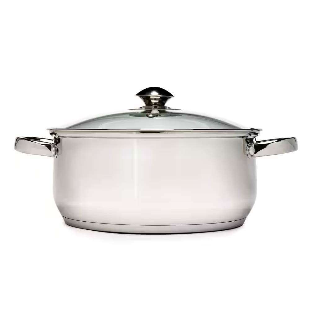 5-Quart Stainless Steel Dutch Oven with Glass Lid on white background