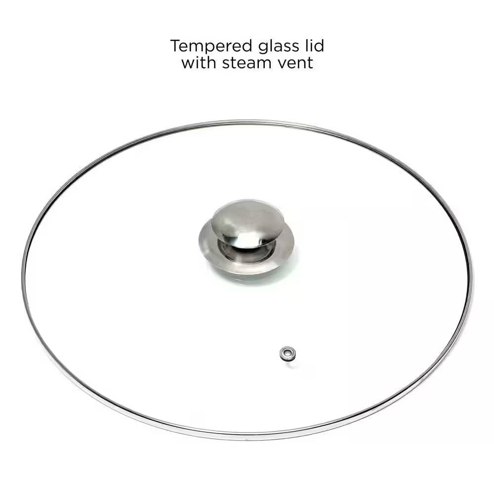 Tempered glass lid with steam vent for 5-Quart Stainless Steel Dutch Oven with Glass Lid