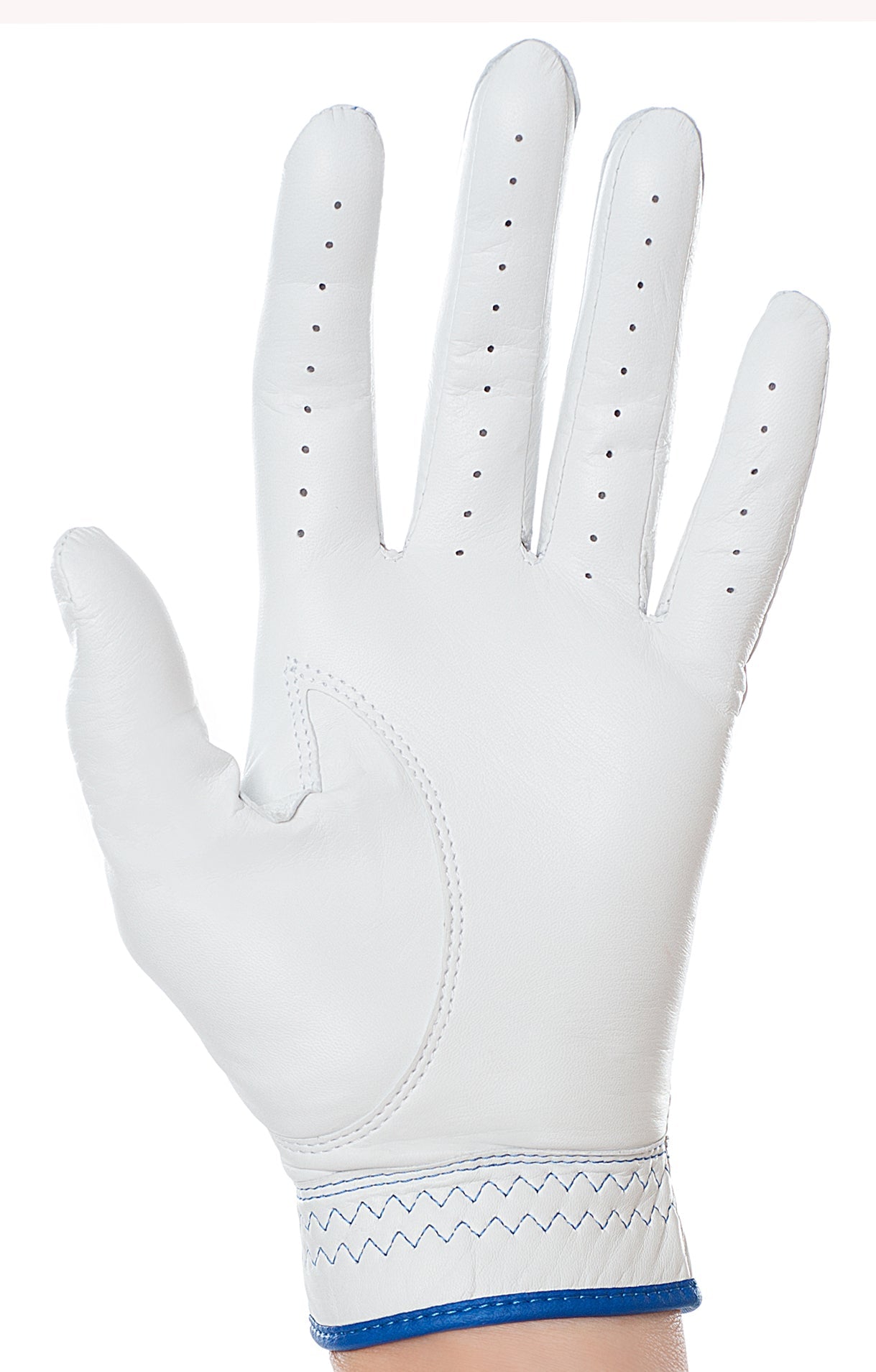 Premium Elongated Golf Gloves in white leather, women's golf accessories