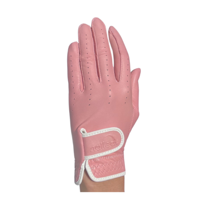 Premium Standard Golf Gloves - Colored pink side view with tailored fit for better grip and comfort, designed for women.