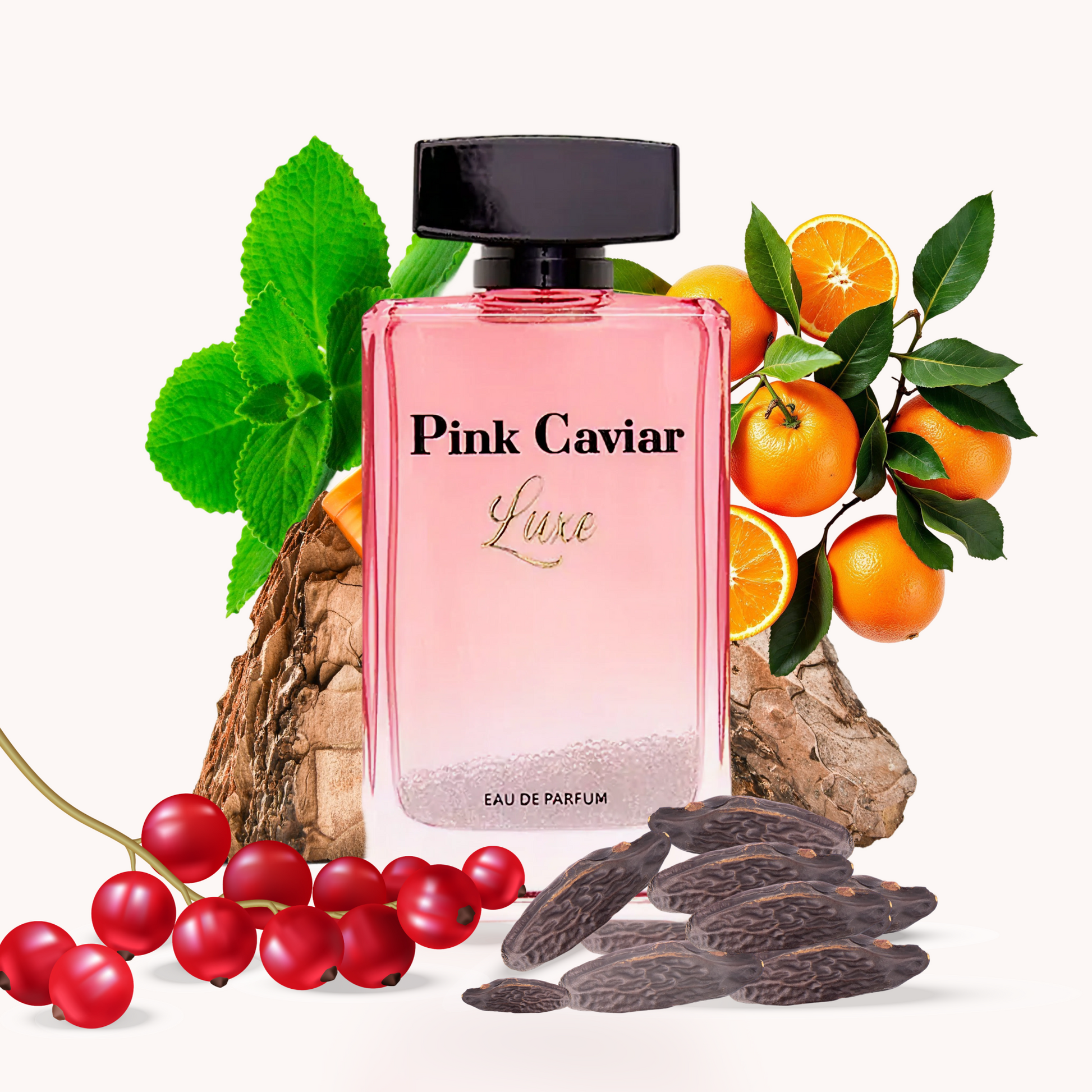 Syren - Pink Caviar Luxe perfume bottle with fruits and tonka beans, featuring a luxurious blend of honey, tobacco, and vanilla.