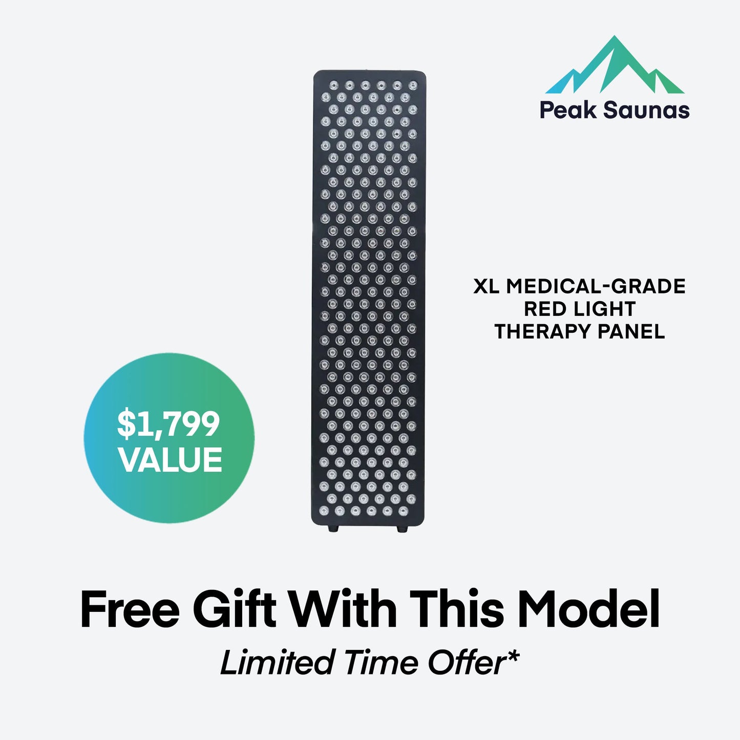 Peak Saunas Shasta 1-Person Full Spectrum Infrared Sauna with Built-In XL Medical-Grade Red Light Therapy & Smart WiFi App Control