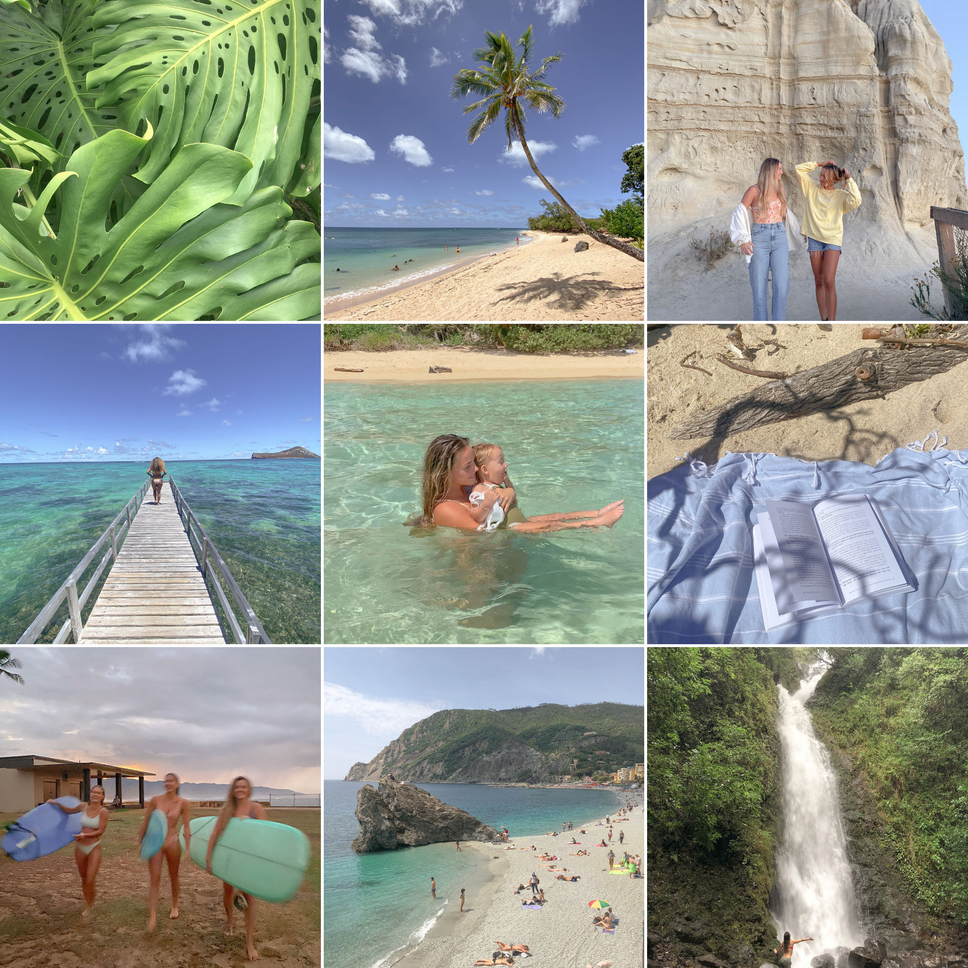 Collage of tropical scenes and activities, perfect for showcasing the aesthetic filters on Instagram for a vibey aesthetic look.