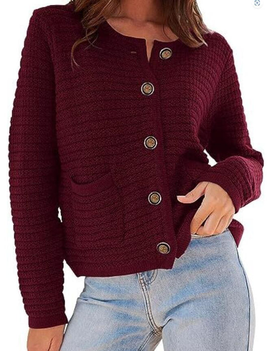 Textured button front cardigan